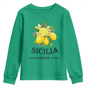 Sicilia Italia Fresh Lemon Youth Sweatshirt Italian Sicilians Floral Citrus from Southern Italy TS02 Irish Green Print Your Wear
