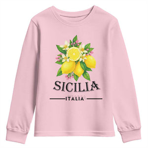 Sicilia Italia Fresh Lemon Youth Sweatshirt Italian Sicilians Floral Citrus from Southern Italy TS02 Light Pink Print Your Wear