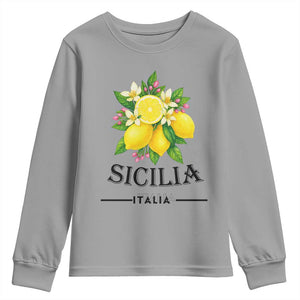 Sicilia Italia Fresh Lemon Youth Sweatshirt Italian Sicilians Floral Citrus from Southern Italy TS02 Sport Gray Print Your Wear