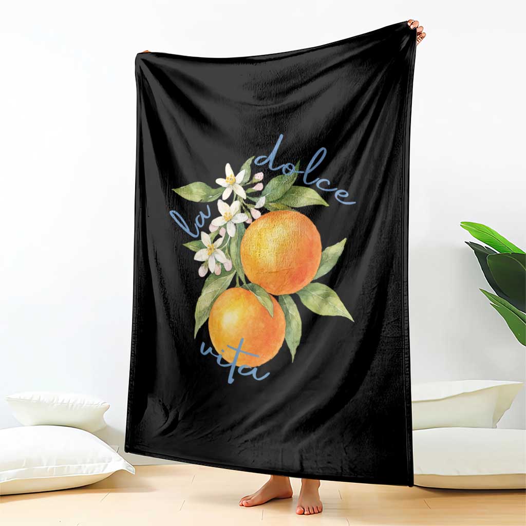 La Dolce Vita Oranges Throw Blanket Romantic Italian Citrus Blossom Mediterranean Charm TS02 Print Your Wear