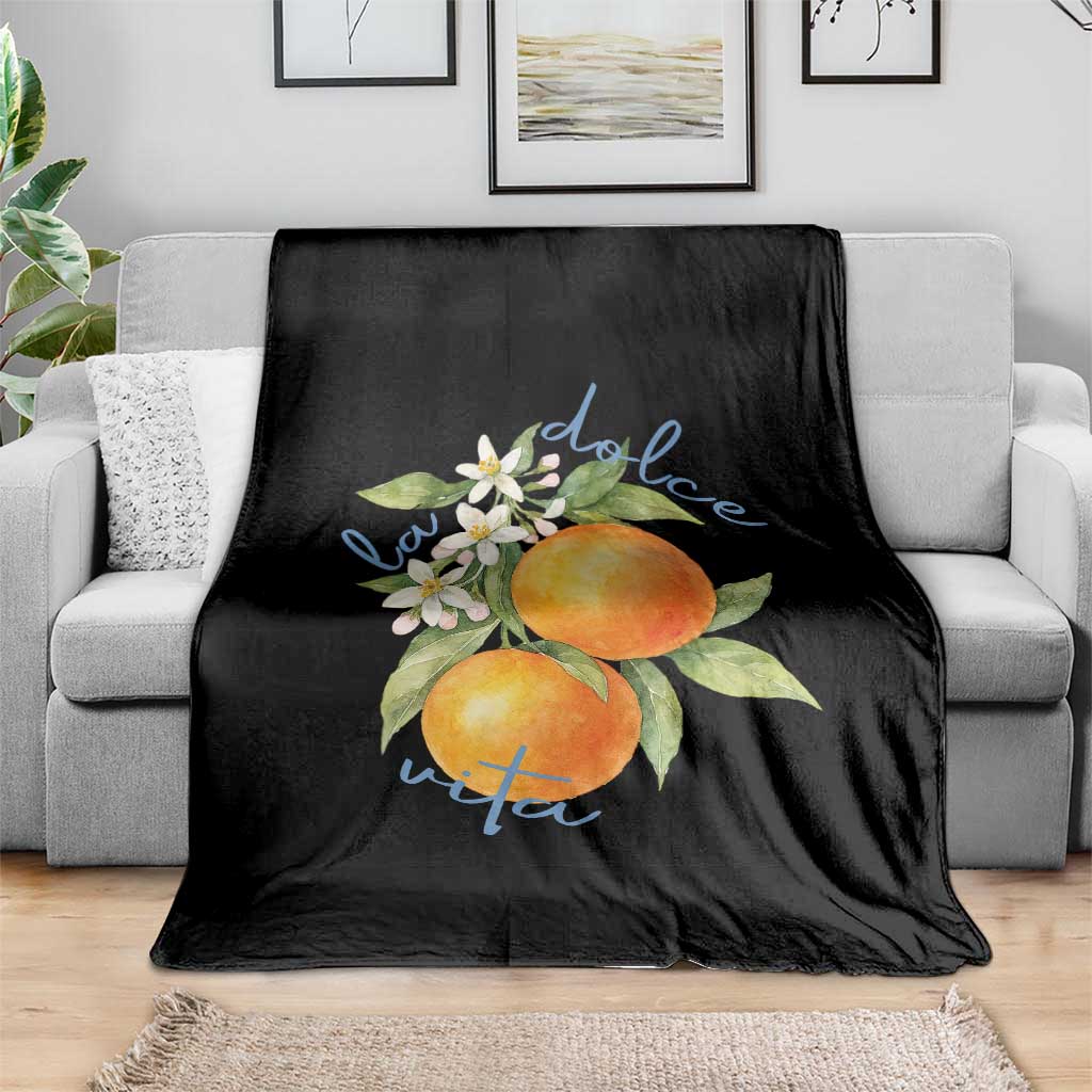 La Dolce Vita Oranges Throw Blanket Romantic Italian Citrus Blossom Mediterranean Charm TS02 Print Your Wear