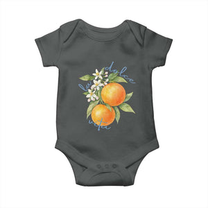 La Dolce Vita Oranges Baby Onesie Romantic Italian Citrus Blossom Mediterranean Charm TS02 Dark Heather Print Your Wear