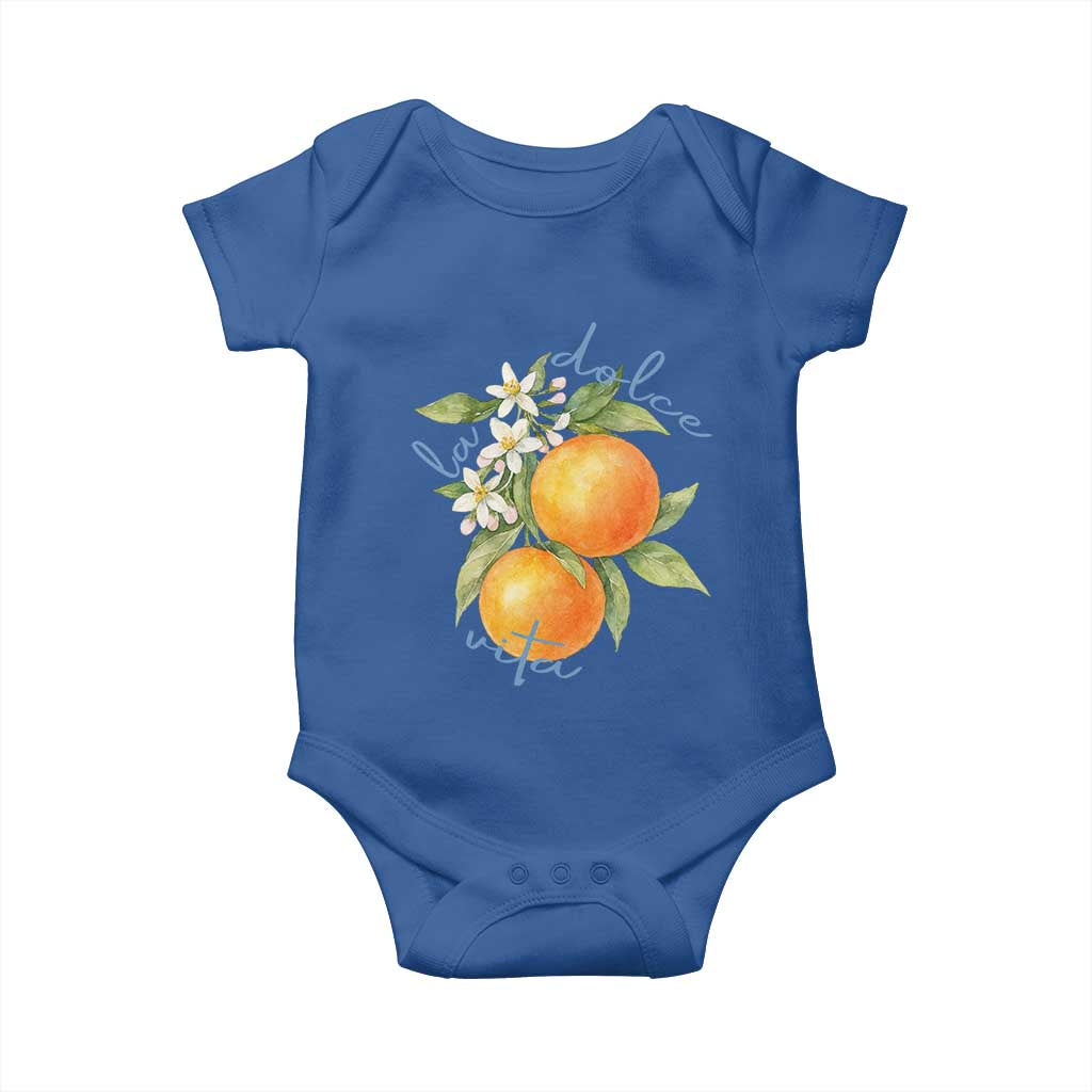 La Dolce Vita Oranges Baby Onesie Romantic Italian Citrus Blossom Mediterranean Charm TS02 Royal Blue Print Your Wear