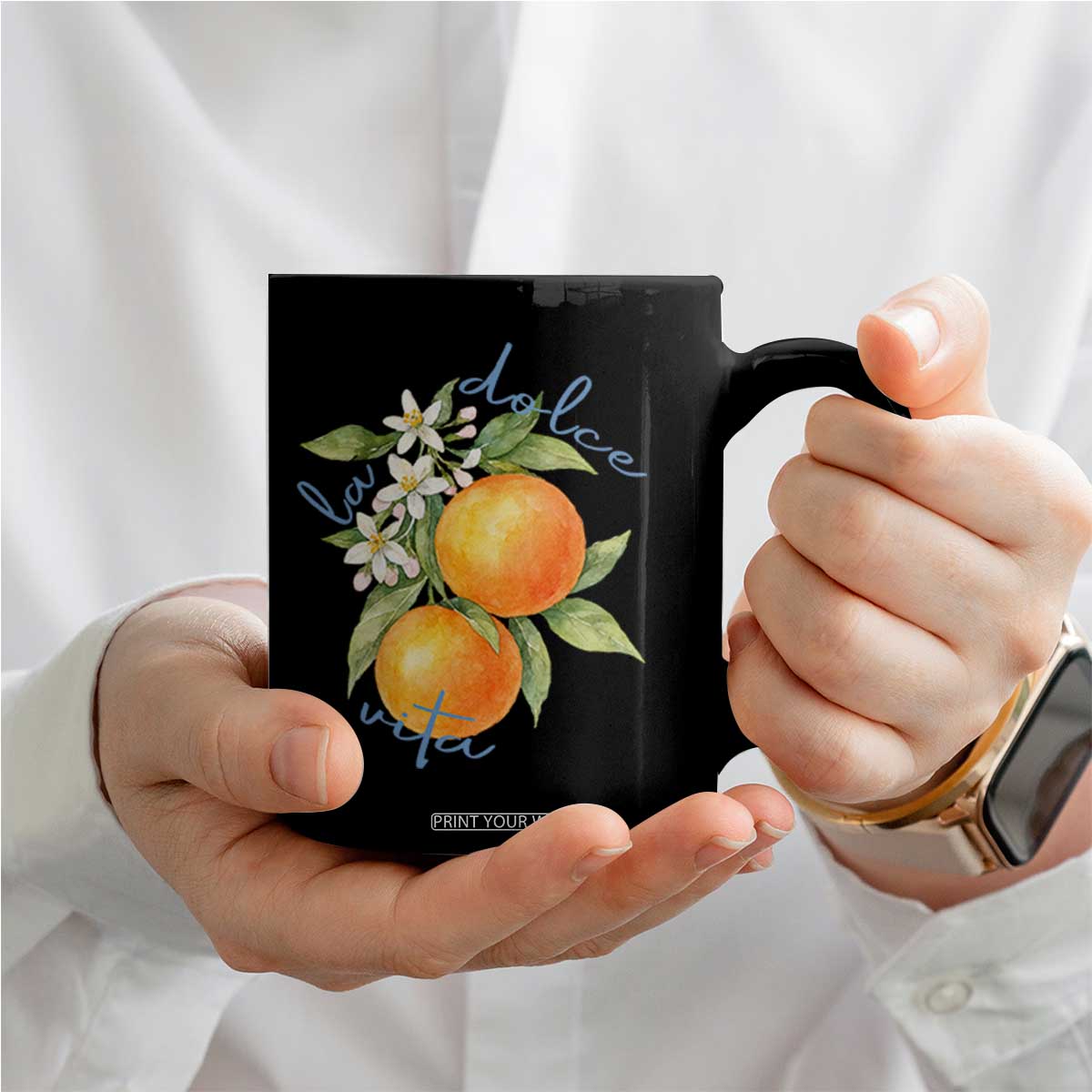La Dolce Vita Oranges Coffee Mug Romantic Italian Citrus Blossom Mediterranean Charm TS02 Print Your Wear