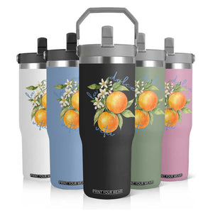 La Dolce Vita Oranges Flip Straw Tumbler Romantic Italian Citrus Blossom Mediterranean Charm TS02 Print Your Wear
