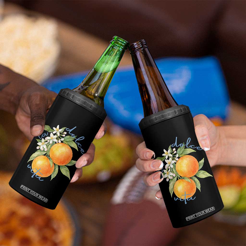 La Dolce Vita Oranges 4 in 1 Can Cooler Tumbler Romantic Italian Citrus Blossom Mediterranean Charm TS02 Print Your Wear
