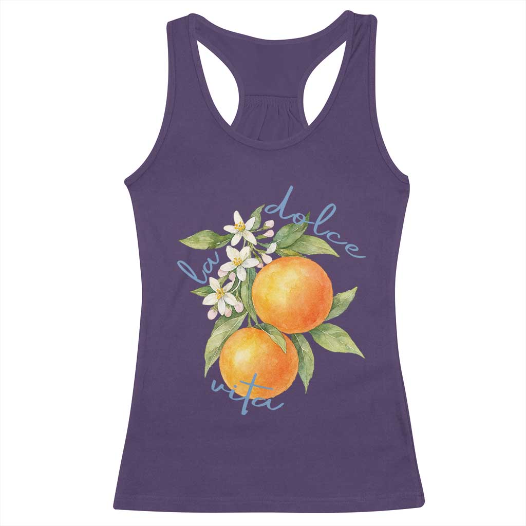 La Dolce Vita Oranges Racerback Tank Top Romantic Italian Citrus Blossom Mediterranean Charm TS02 Purple Print Your Wear