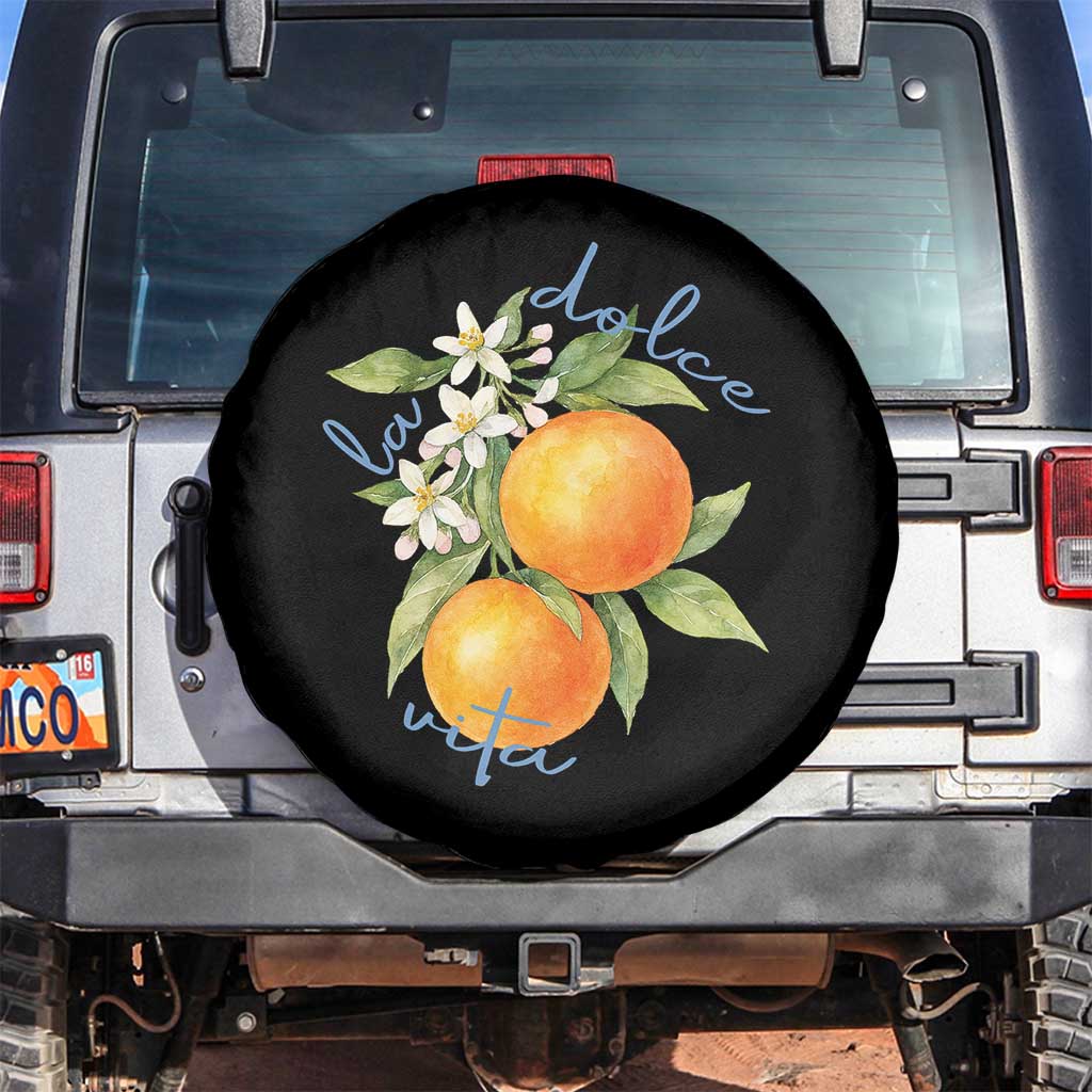 La Dolce Vita Oranges Spare Tire Cover Romantic Italian Citrus Blossom Mediterranean Charm TS02 No hole Black Print Your Wear