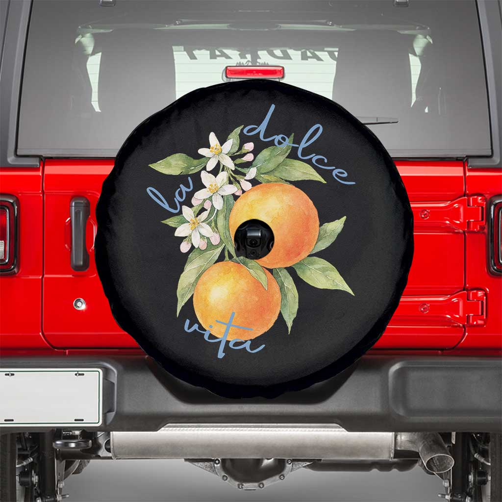 La Dolce Vita Oranges Spare Tire Cover Romantic Italian Citrus Blossom Mediterranean Charm TS02 Black Print Your Wear