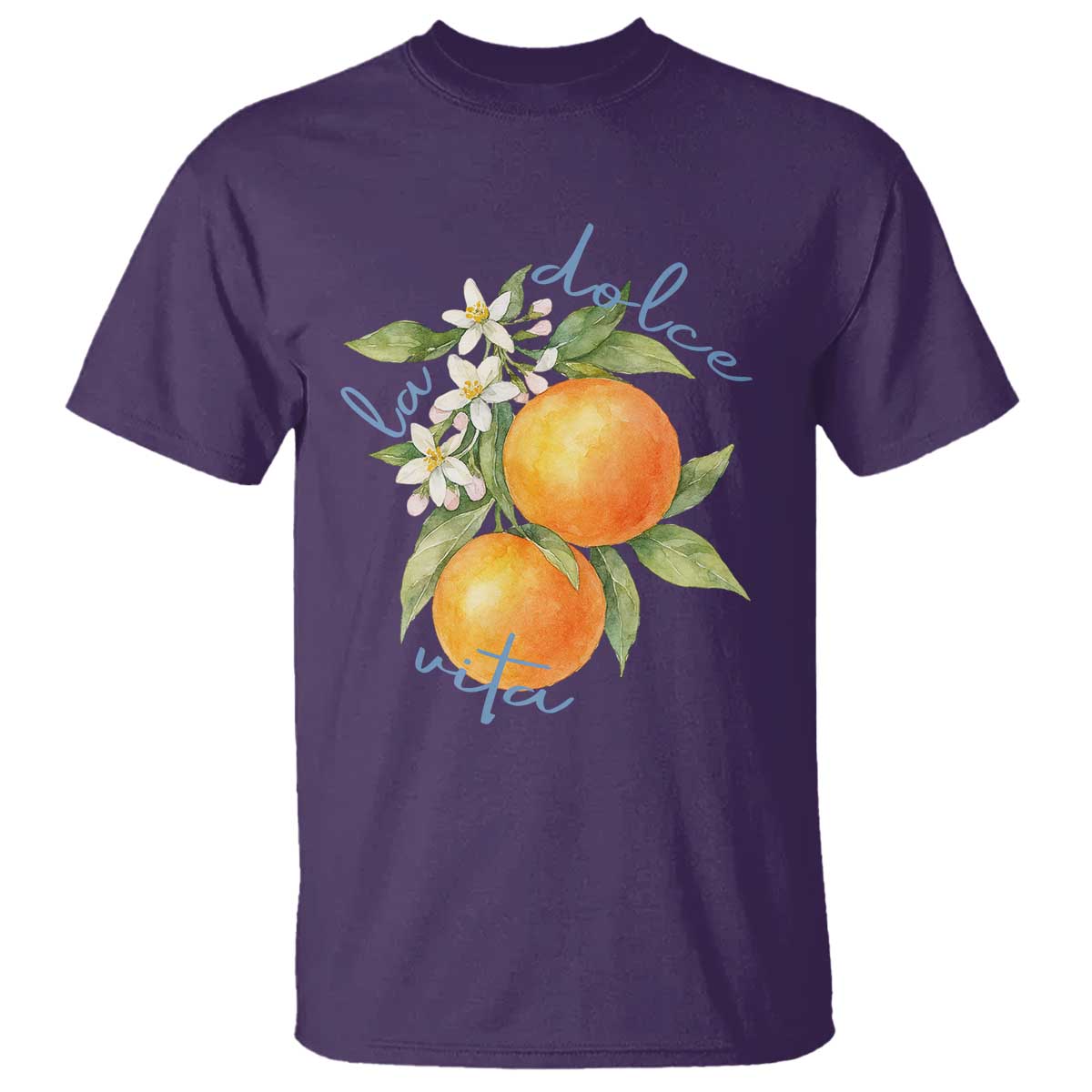 La Dolce Vita Oranges T Shirt Romantic Italian Citrus Blossom Mediterranean Charm TS02 Purple Print Your Wear