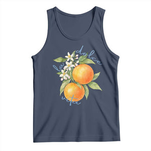 La Dolce Vita Oranges Tank Top Romantic Italian Citrus Blossom Mediterranean Charm TS02 Navy Print Your Wear