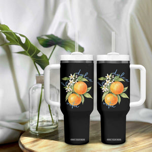 La Dolce Vita Oranges Tumbler With Handle Romantic Italian Citrus Blossom Mediterranean Charm TS02 Print Your Wear