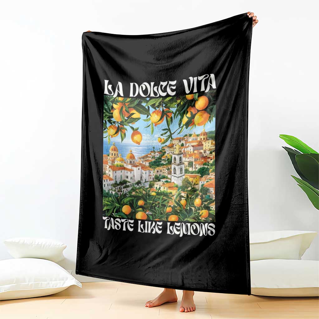 La Dolce Vita Taste Like Lemons Throw Blanket Retro Italian Village Citrus Summer Wanderlusters TS02 Print Your Wear