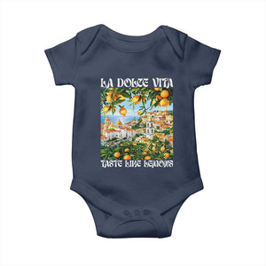 La Dolce Vita Taste Like Lemons Baby Onesie Retro Italian Village Citrus Summer Wanderlusters TS02 Navy Print Your Wear