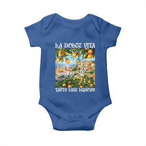 La Dolce Vita Taste Like Lemons Baby Onesie Retro Italian Village Citrus Summer Wanderlusters TS02 Royal Blue Print Your Wear