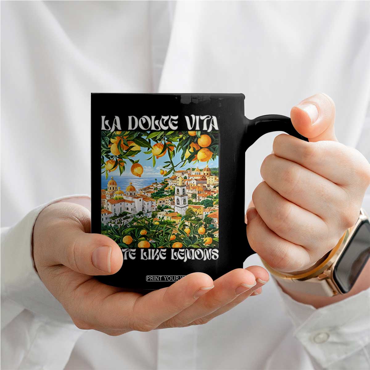 La Dolce Vita Taste Like Lemons Coffee Mug Retro Italian Village Citrus Summer Wanderlusters TS02 Print Your Wear