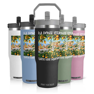 La Dolce Vita Taste Like Lemons Flip Straw Tumbler Retro Italian Village Citrus Summer Wanderlusters TS02 Print Your Wear