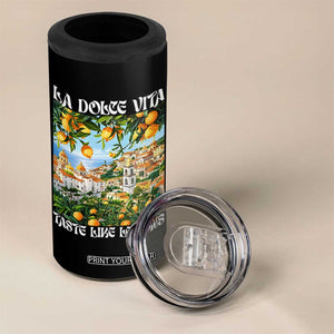 La Dolce Vita Taste Like Lemons 4 in 1 Can Cooler Tumbler Retro Italian Village Citrus Summer Wanderlusters TS02 Print Your Wear