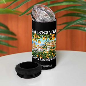 La Dolce Vita Taste Like Lemons 4 in 1 Can Cooler Tumbler Retro Italian Village Citrus Summer Wanderlusters TS02 Print Your Wear