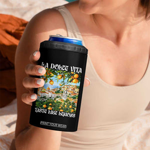 La Dolce Vita Taste Like Lemons 4 in 1 Can Cooler Tumbler Retro Italian Village Citrus Summer Wanderlusters TS02 Print Your Wear