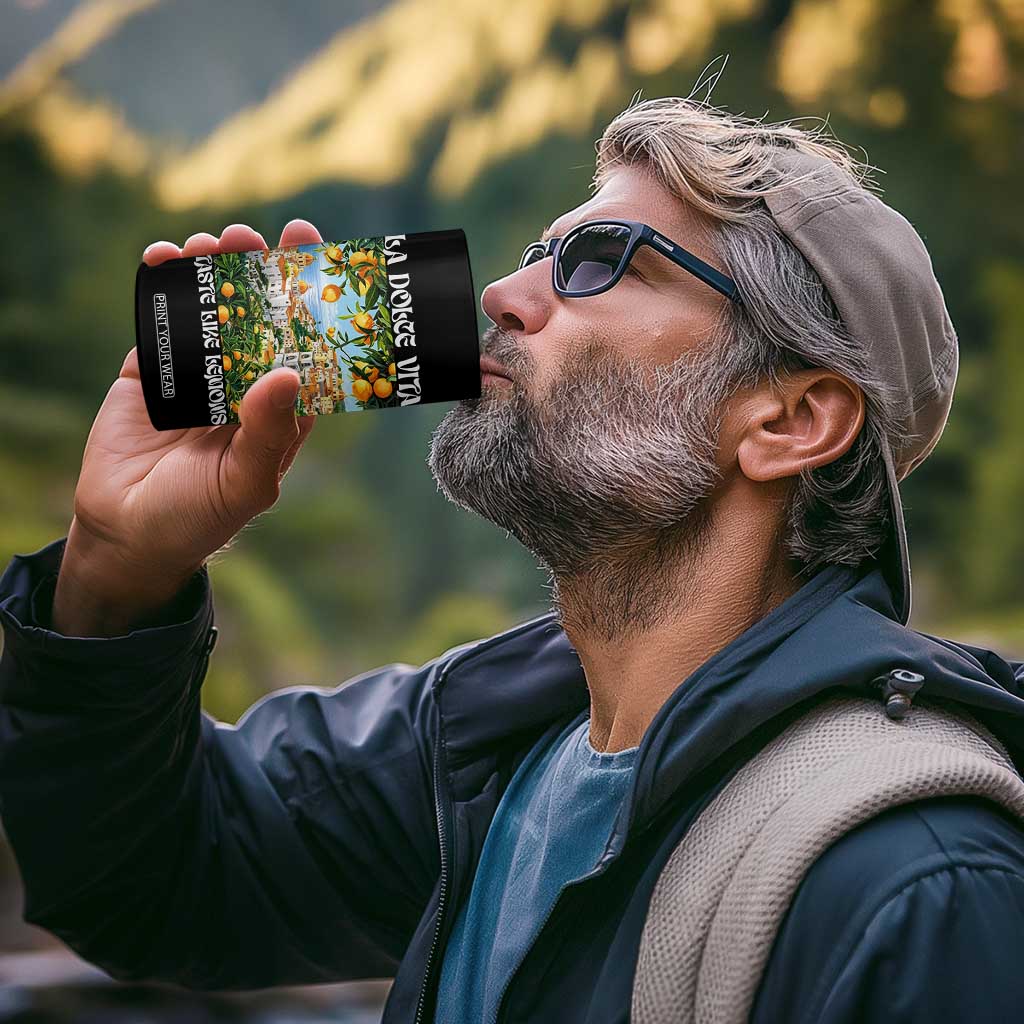 La Dolce Vita Taste Like Lemons 4 in 1 Can Cooler Tumbler Retro Italian Village Citrus Summer Wanderlusters TS02 Print Your Wear