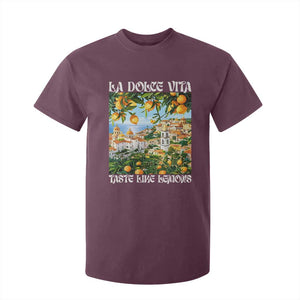 La Dolce Vita Taste Like Lemons T Shirt For Kid Retro Italian Village Citrus Summer Wanderlusters TS02 Maroon Print Your Wear