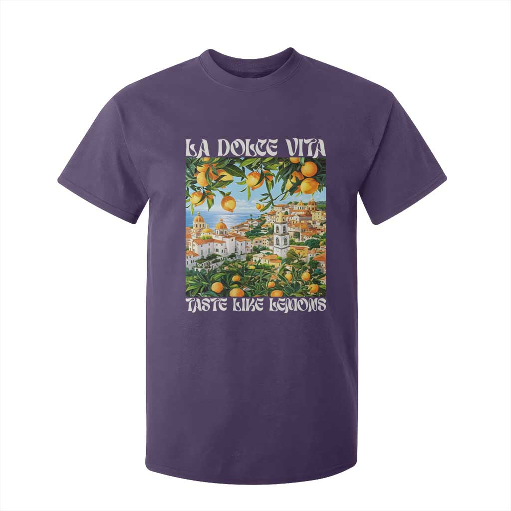 La Dolce Vita Taste Like Lemons T Shirt For Kid Retro Italian Village Citrus Summer Wanderlusters TS02 Purple Print Your Wear