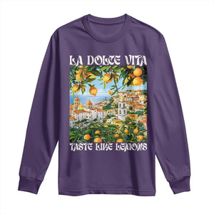 La Dolce Vita Taste Like Lemons Long Sleeve Shirt Retro Italian Village Citrus Summer Wanderlusters TS02 Purple Print Your Wear