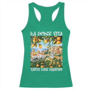 La Dolce Vita Taste Like Lemons Racerback Tank Top Retro Italian Village Citrus Summer Wanderlusters TS02 Irish Green Print Your Wear