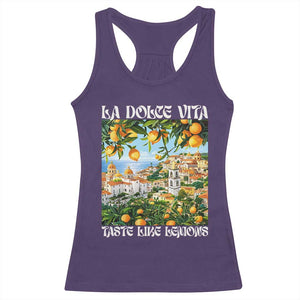 La Dolce Vita Taste Like Lemons Racerback Tank Top Retro Italian Village Citrus Summer Wanderlusters TS02 Purple Print Your Wear
