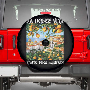 La Dolce Vita Taste Like Lemons Spare Tire Cover Retro Italian Village Citrus Summer Wanderlusters TS02 Black Print Your Wear
