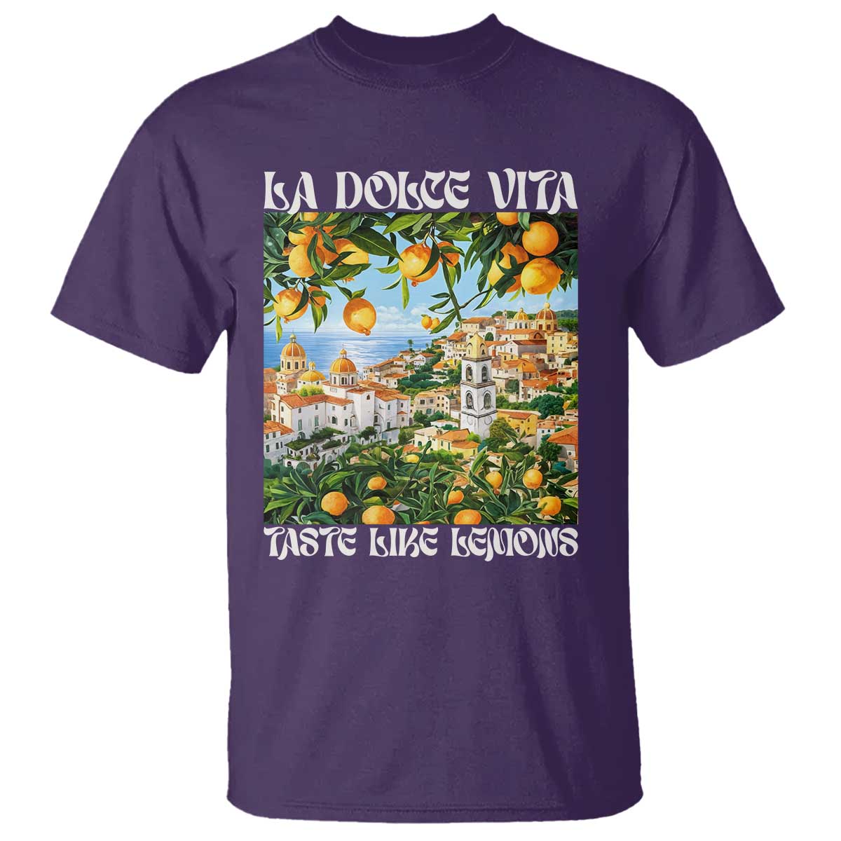 La Dolce Vita Taste Like Lemons T Shirt Retro Italian Village Citrus Summer Wanderlusters TS02 Purple Print Your Wear