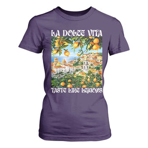 La Dolce Vita Taste Like Lemons T Shirt For Women Retro Italian Village Citrus Summer Wanderlusters TS02 Purple Print Your Wear