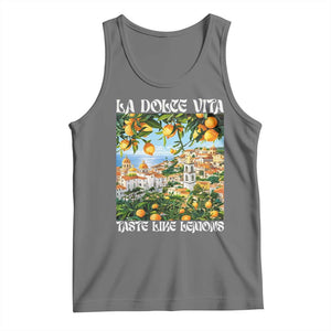 La Dolce Vita Taste Like Lemons Tank Top Retro Italian Village Citrus Summer Wanderlusters TS02 Black Heather Print Your Wear