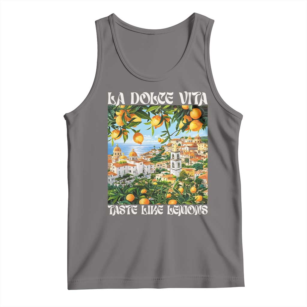La Dolce Vita Taste Like Lemons Tank Top Retro Italian Village Citrus Summer Wanderlusters TS02 Deep Heather Print Your Wear