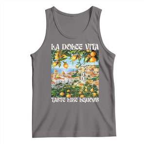 La Dolce Vita Taste Like Lemons Tank Top Retro Italian Village Citrus Summer Wanderlusters TS02 Deep Heather Print Your Wear