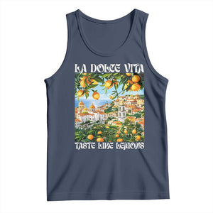 La Dolce Vita Taste Like Lemons Tank Top Retro Italian Village Citrus Summer Wanderlusters TS02 Navy Print Your Wear