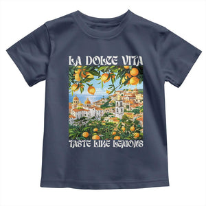 La Dolce Vita Taste Like Lemons Toddler T Shirt Retro Italian Village Citrus Summer Wanderlusters TS02 Navy Print Your Wear