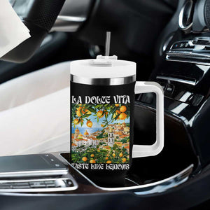La Dolce Vita Taste Like Lemons Tumbler With Handle Retro Italian Village Citrus Summer Wanderlusters TS02 Print Your Wear