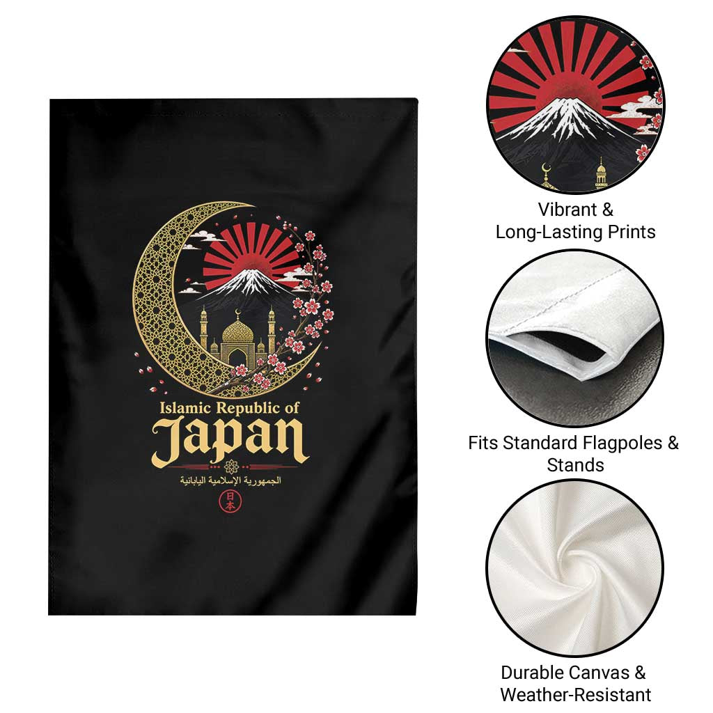 Islamic Republic of Japan Aesthetic Graphic Garden Flag Mount Fuji Mosque Cultural Fusion TS02 Print Your Wear