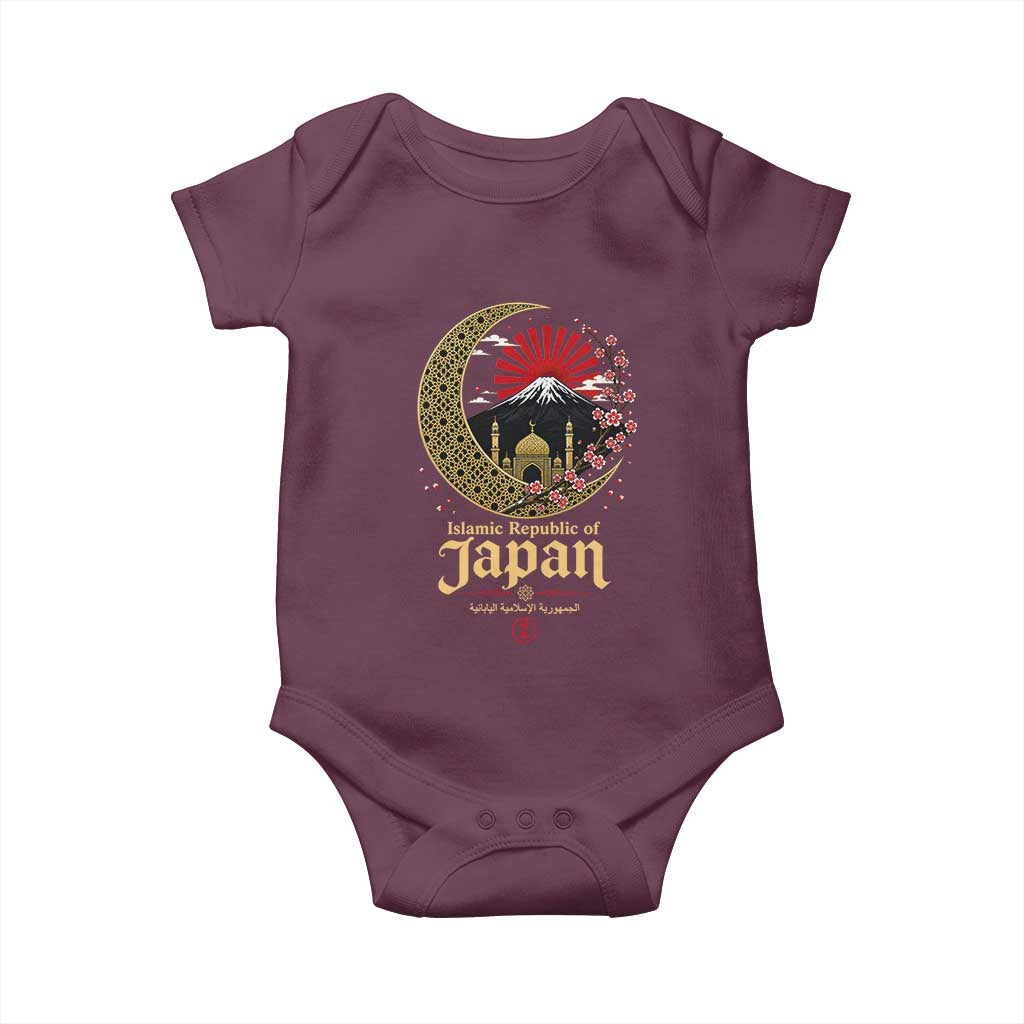Islamic Republic of Japan Aesthetic Graphic Baby Onesie Mount Fuji Mosque Cultural Fusion