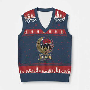 Islamic Republic of Japan Aesthetic Graphic V-Neck Knit Sweater Vest Mount Fuji Mosque Cultural Fusion