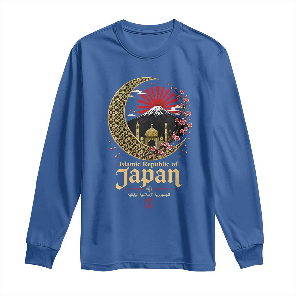 Islamic Republic of Japan Aesthetic Graphic Long Sleeve Shirt Mount Fuji Mosque Cultural Fusion