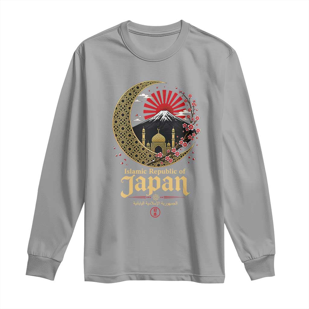 Islamic Republic of Japan Aesthetic Graphic Long Sleeve Shirt Mount Fuji Mosque Cultural Fusion