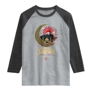 Islamic Republic of Japan Aesthetic Graphic Raglan Shirt Mount Fuji Mosque Cultural Fusion