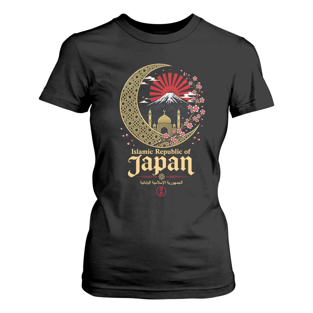 Islamic Republic of Japan Aesthetic Graphic T Shirt For Women Mount Fuji Mosque Cultural Fusion