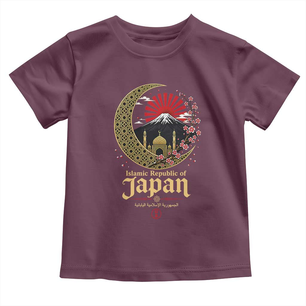 Islamic Republic of Japan Aesthetic Graphic Toddler T Shirt Mount Fuji Mosque Cultural Fusion