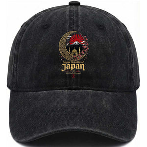 Islamic Republic of Japan Aesthetic Graphic Washed Cotton Baseball Cap Mount Fuji Mosque Cultural Fusion