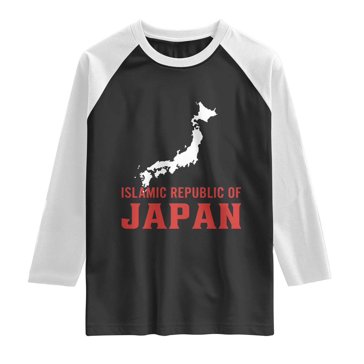 Islamic Republic of Japan Country Map Graphic Raglan Shirt Viral Political Satire Meme