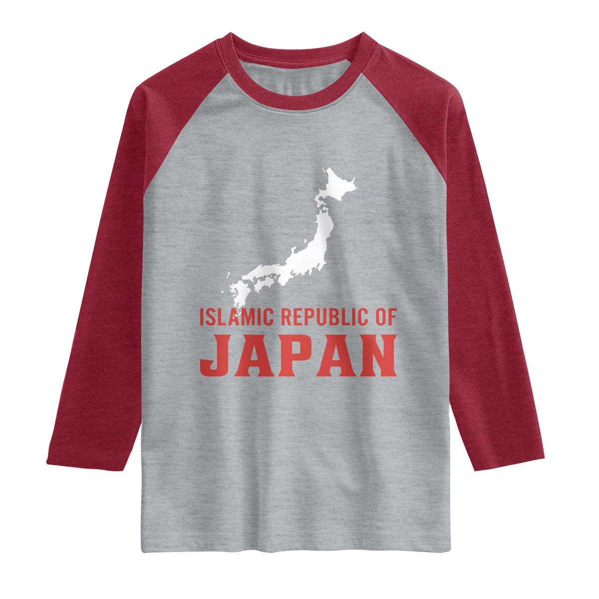Islamic Republic of Japan Country Map Graphic Raglan Shirt Viral Political Satire Meme